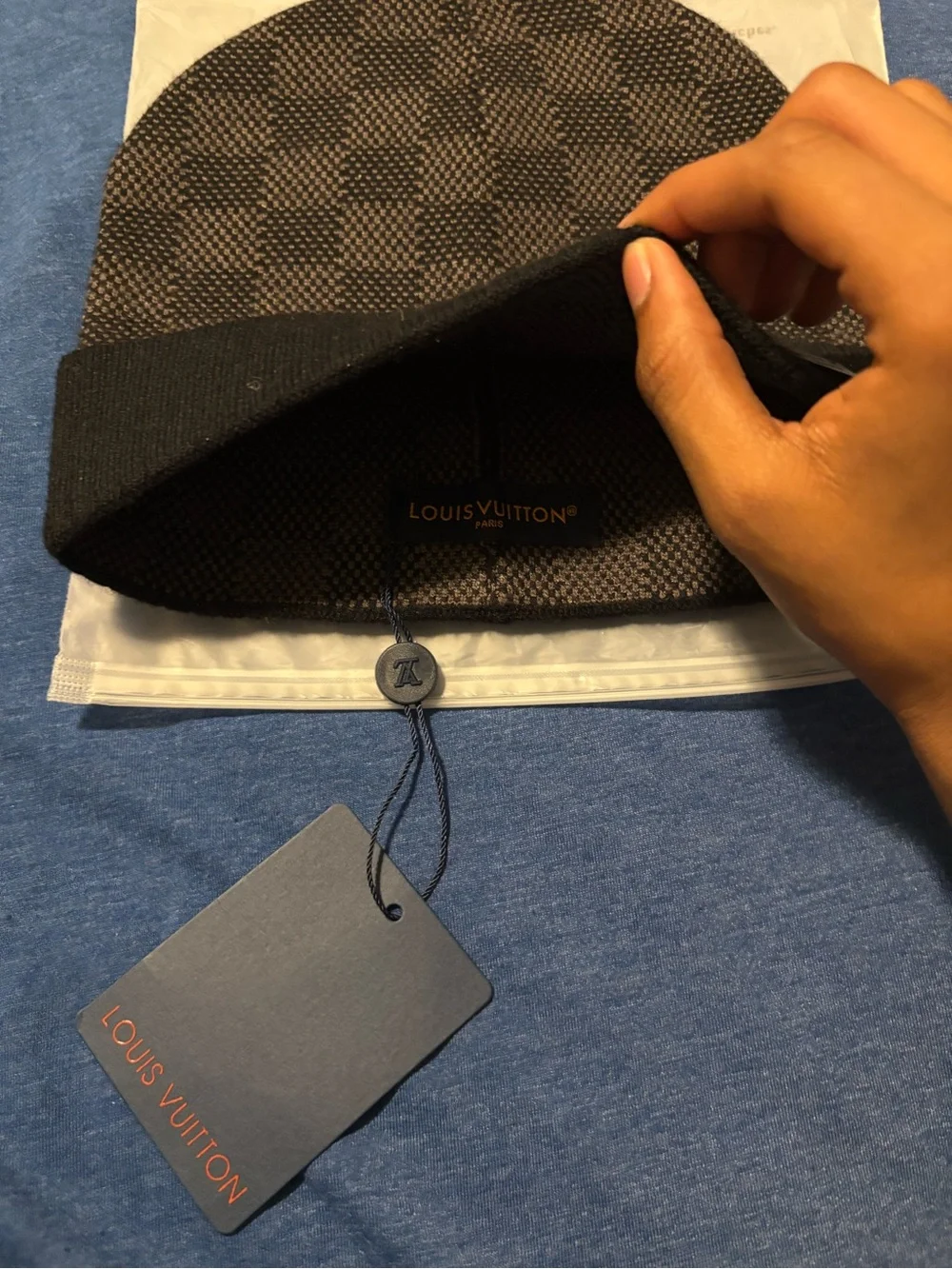 Louis Vuitton Black and Dark Brown Damier Beanie